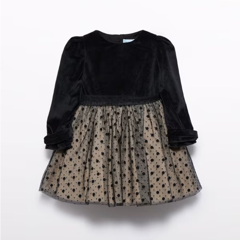 Abel and Lula, Size 4, Girls Flocked Polka Dots Tulle Dress